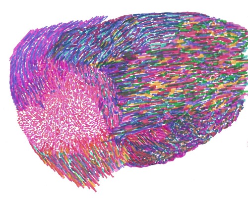 Pink and rainbow hatched - pink,